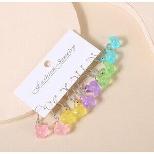 5-Pairs Glow In The Dark Duck Dangle Earrings